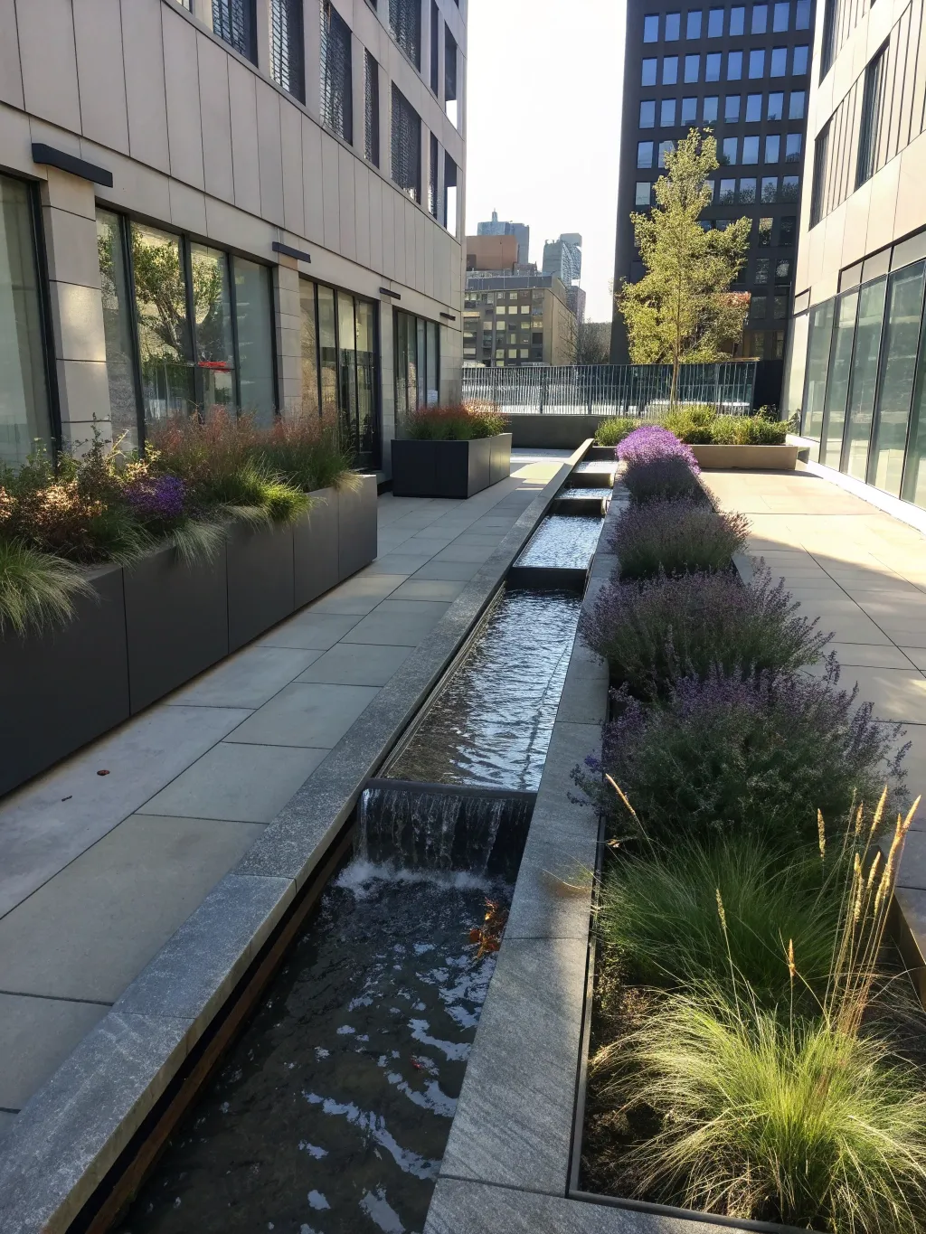1 ultra realistic photo of a small urban courtyar
