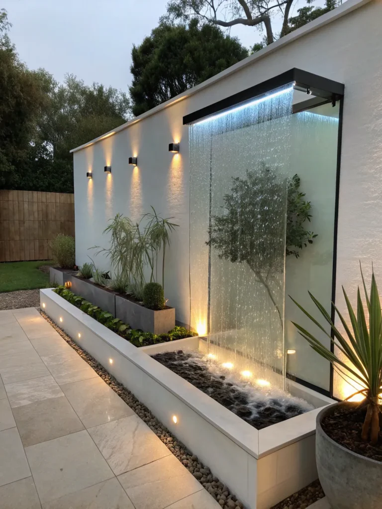 10 modern garden corner with a sleek glass water