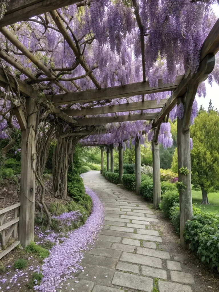 10 realistic image of a sturdy wooden arbor dripp