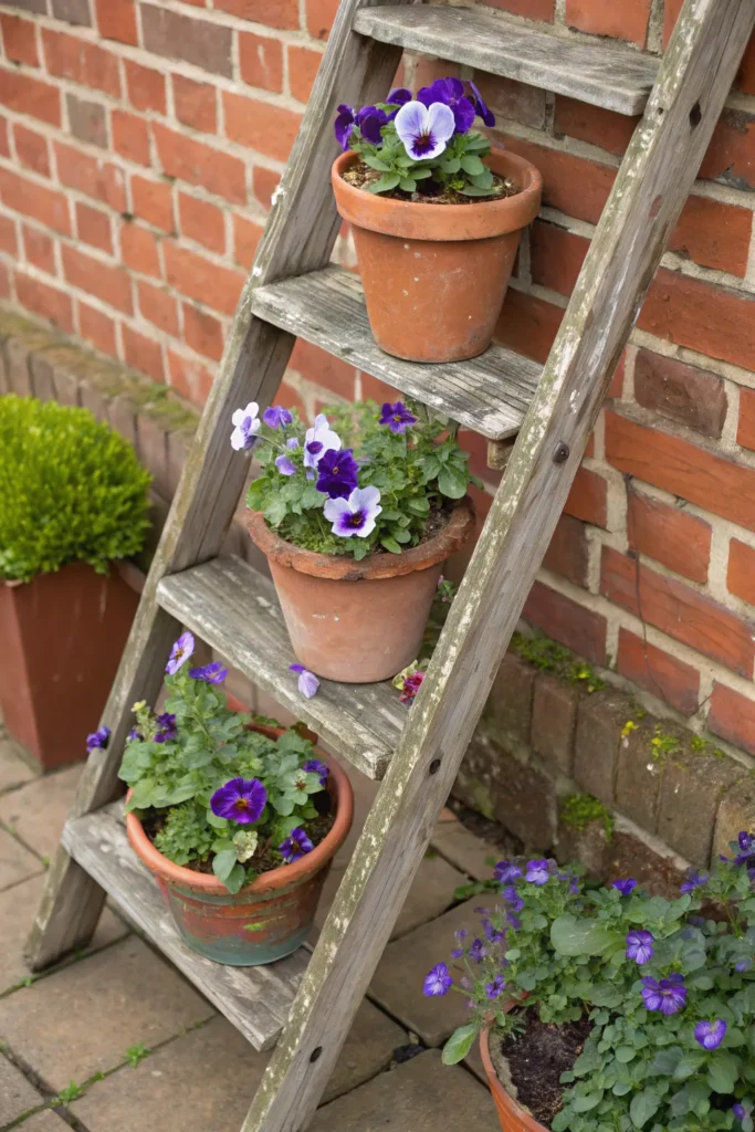 10 repurposed wooden ladder planter weathered