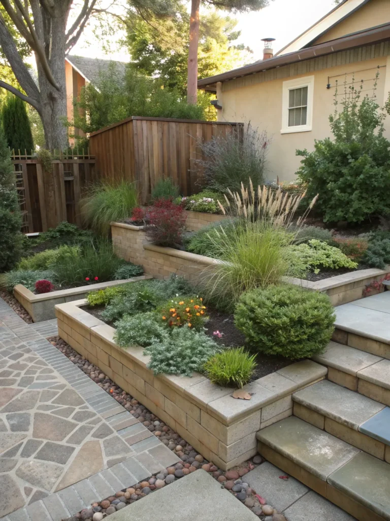 10 small courtyard garden with three tier plantin
