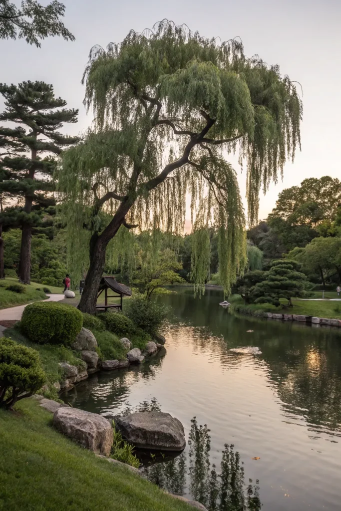 10 weeping willow a tranquil pondside garden w