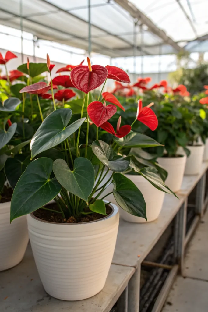 11 anthuriums bright red anthurium flowers with