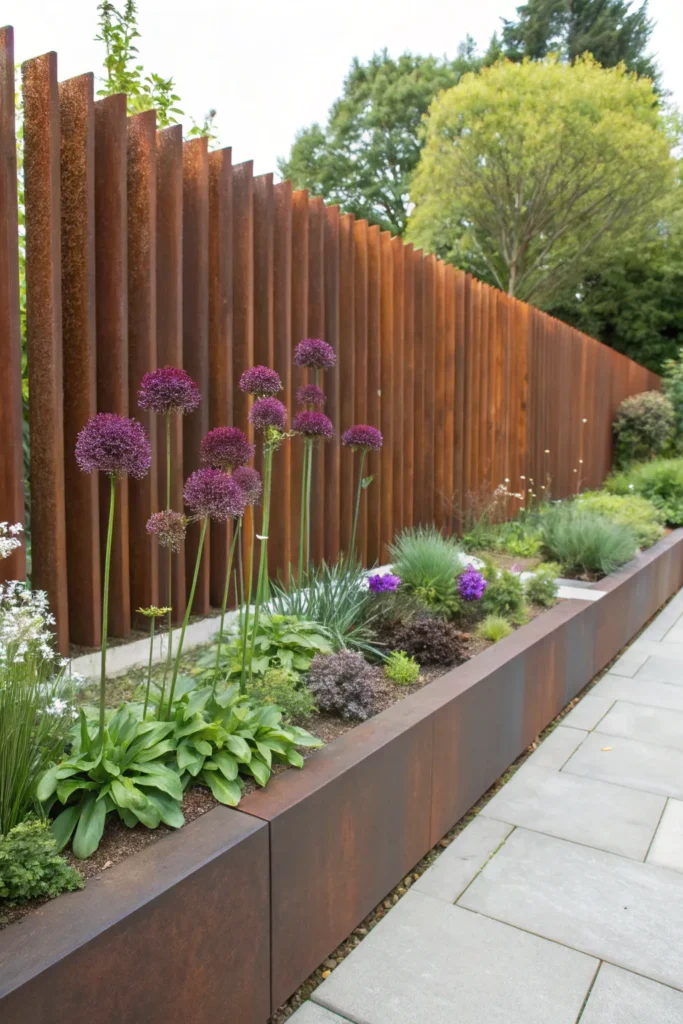 11 corten steel fence contemporary garden with c