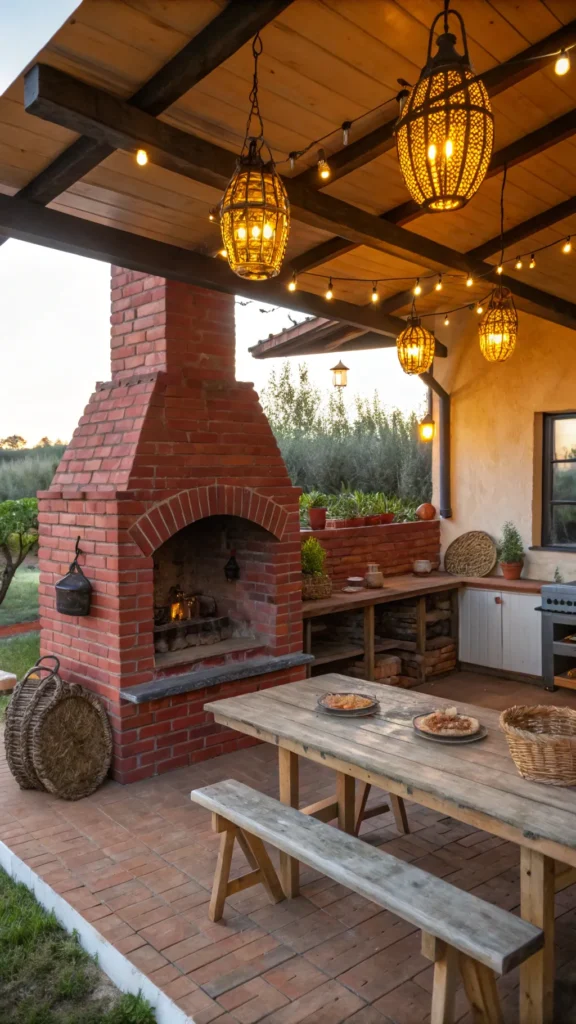 11 farmhouse style outdoor kitchen with red bric
