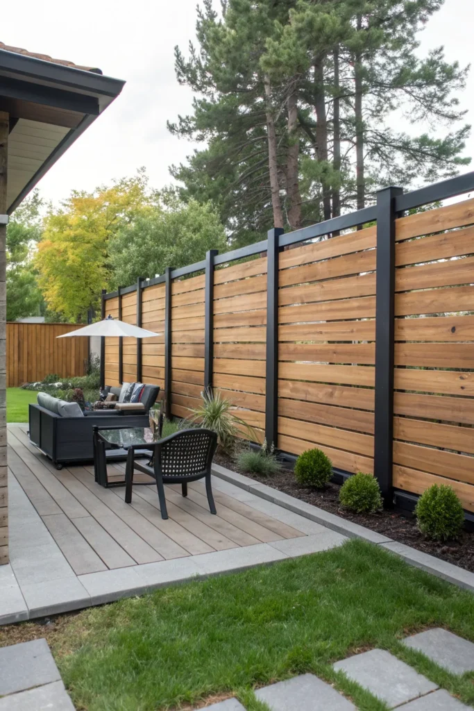 11 horizontal plank fence with steel posts illus