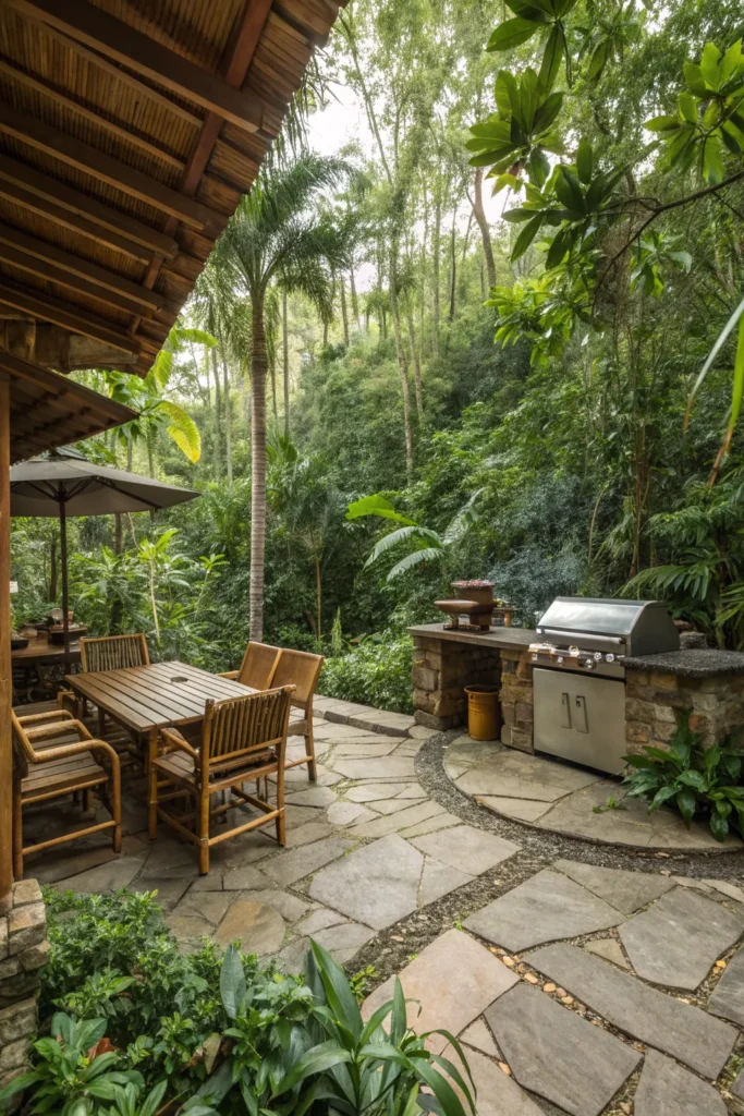 11 jungle retreat bbq area a lush bbq surround