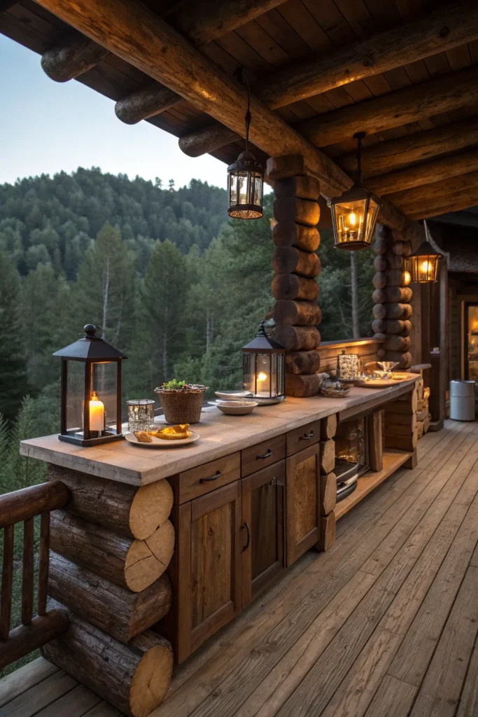 11 rustic log cabin comfort deck kitchen with ch