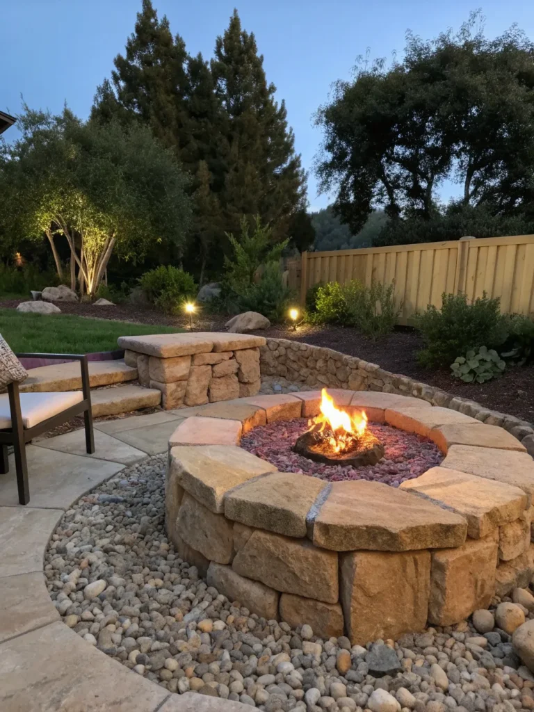 11 sandstone and stucco natural fire pit ideas