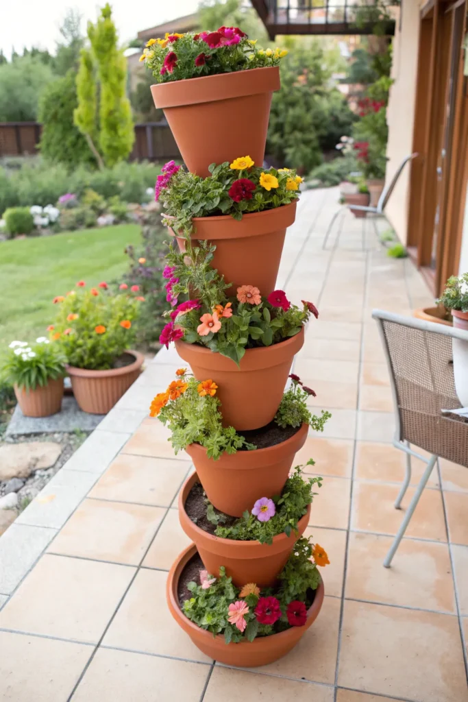 11 stacked planter tower colorful terracotta p