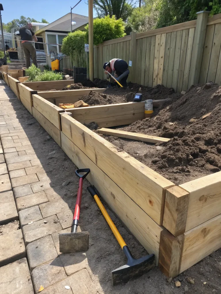 11heavy duty treated sleepers used to create raise