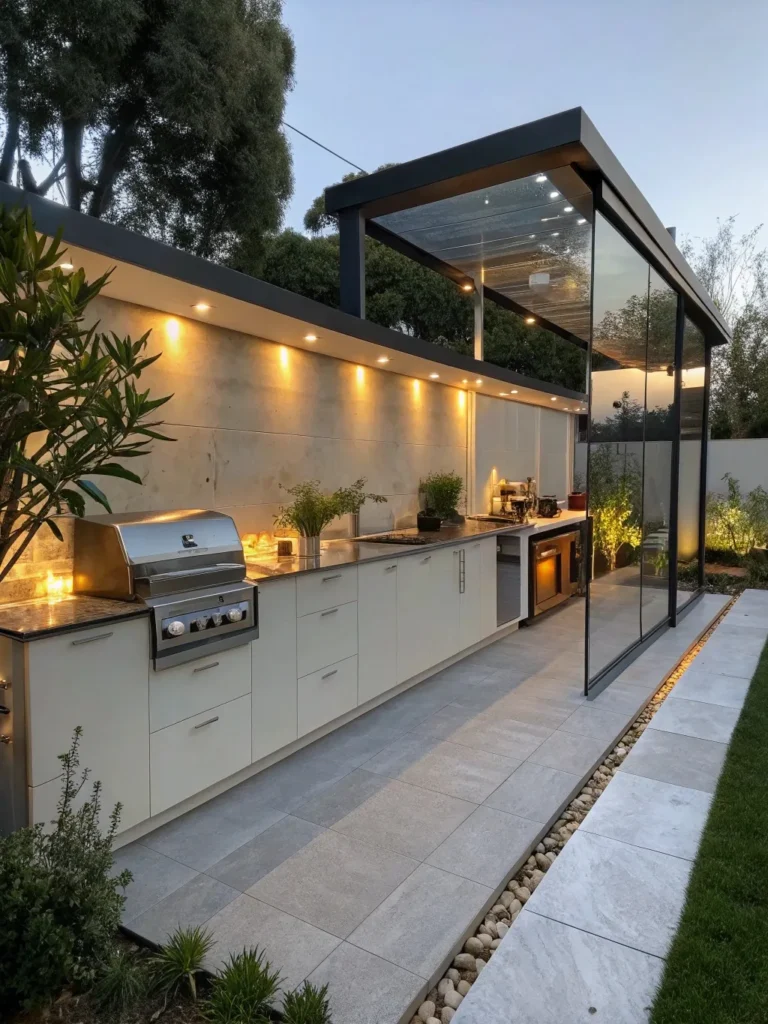 11realistic photo of a modern outdoor kitchen feat