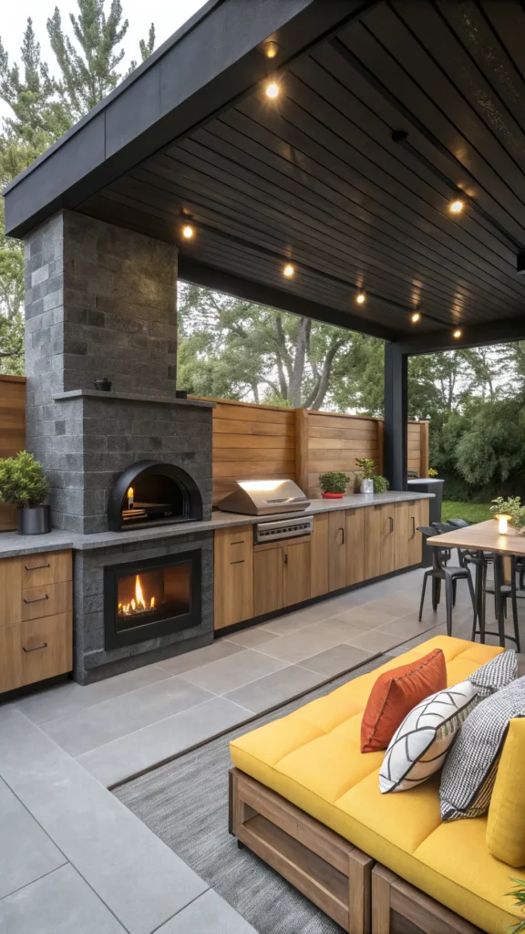 12 contemporary outdoor kitchen with black slate