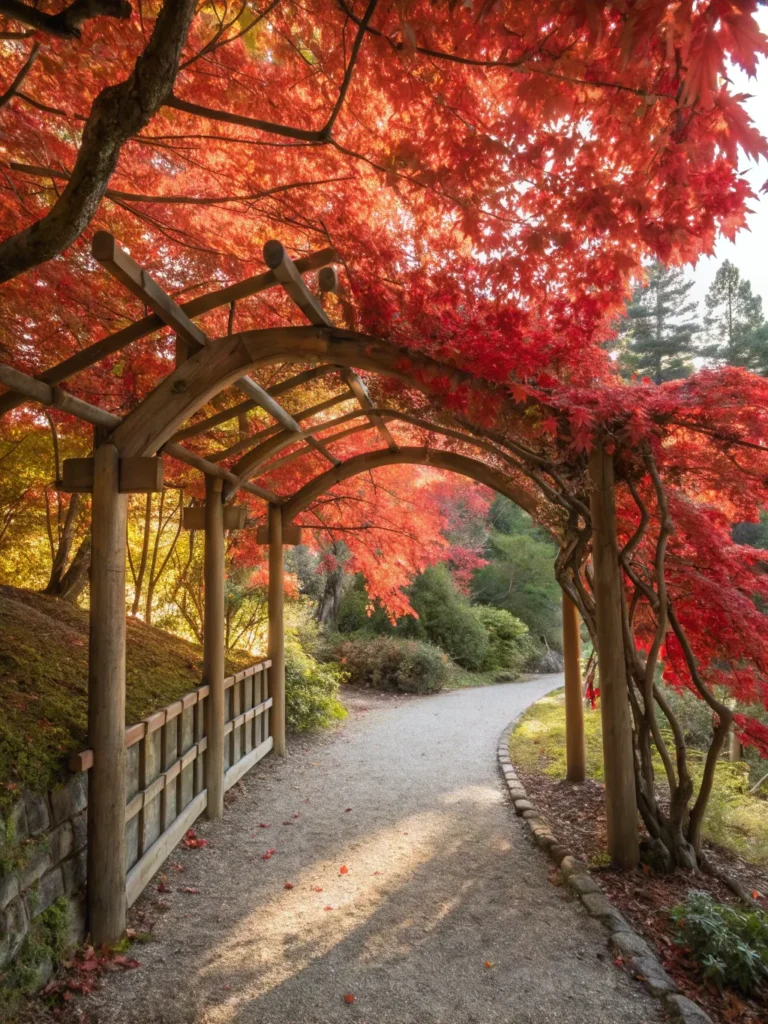 12 realistic scene of a wooden arch intertwined w