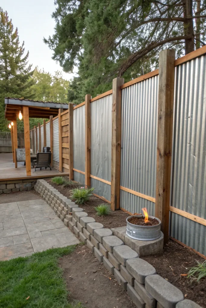 12 recycled tin sheet fence depict a rustic back