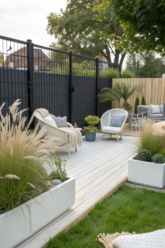 12 scandinavian garden a black fence framing a s