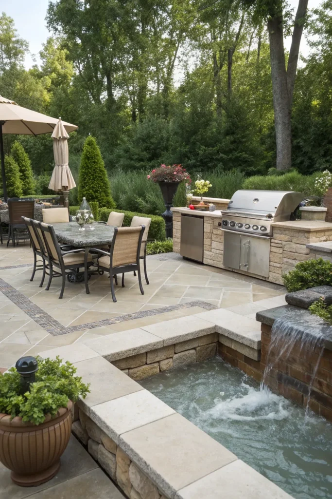12 water feature nearby bbq area patio bbq area i
