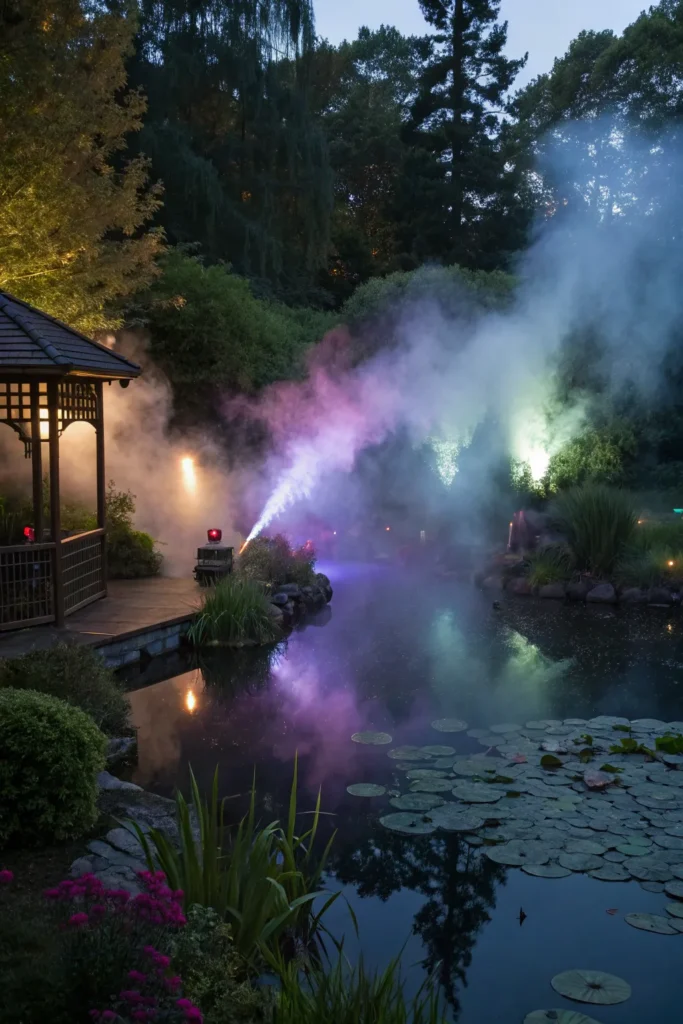 13 a fog machine creating misty swirls above the