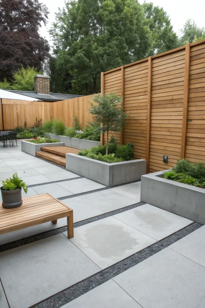 13 concrete and wood fence modern yard with alte