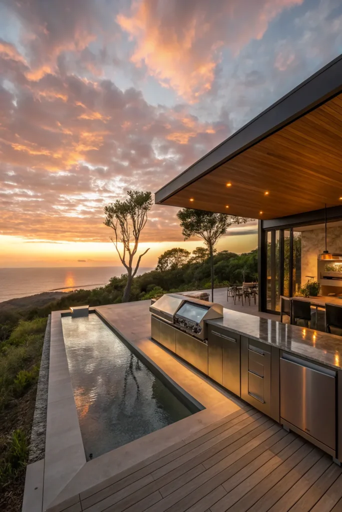 13 modern infinity pool luxury deck kitchen with