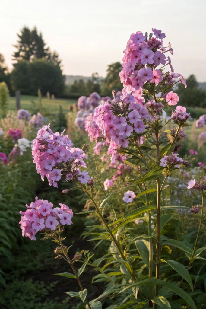 13 phlox tall phlox plants with clusters of pink