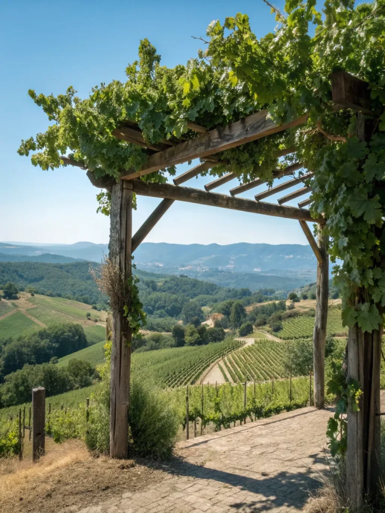 13 realistic image of a rustic wooden trellis wit