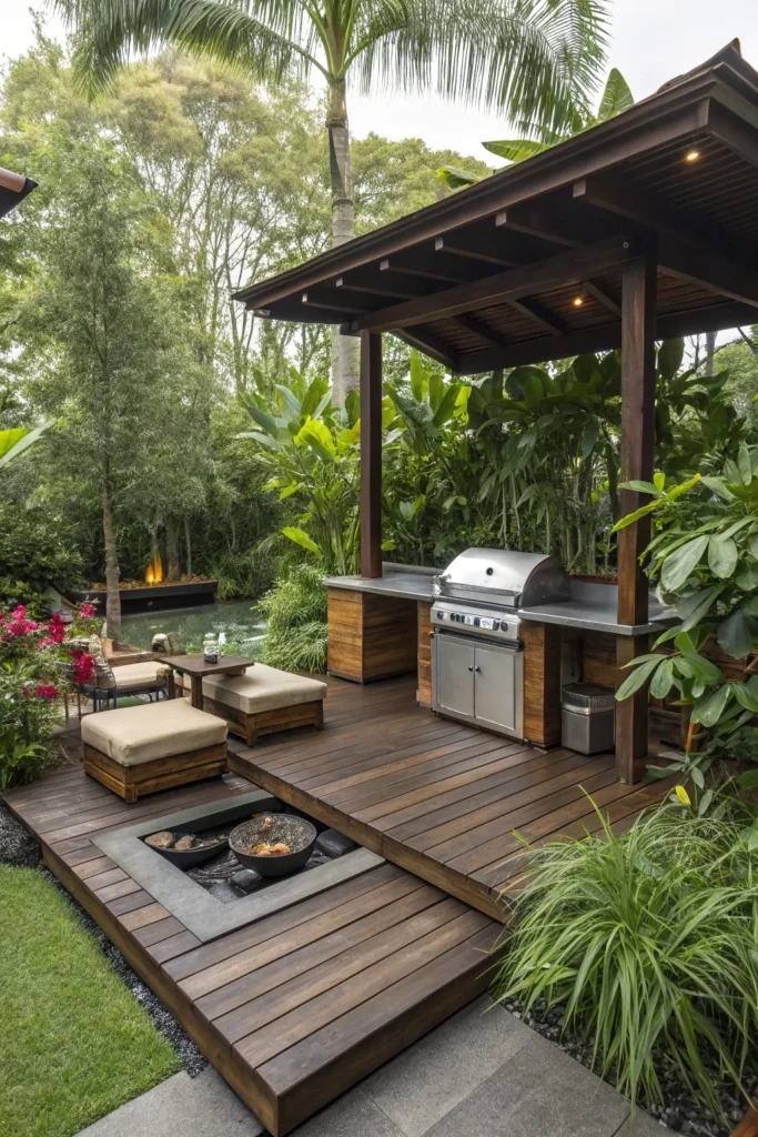 14 balinese inspired bbq sanctuary wooden deck