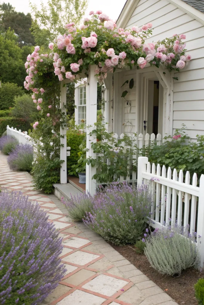 14 charming cottage front garden with blush rose