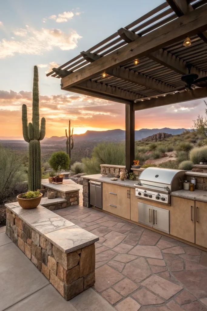 14 desert oasis outdoor kitchen with muted clay