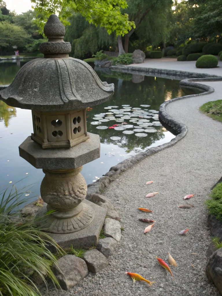 14 japanese lantern pond a stone lantern place