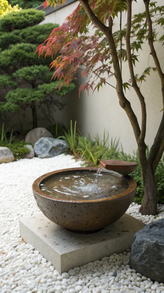 14 minimalist stone bowl with water bubbling from