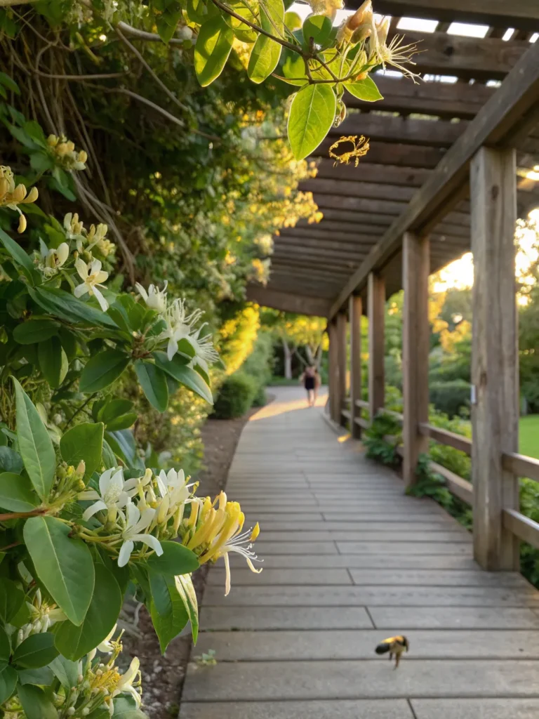 14 realistic depiction of a wooden pergola walkwa