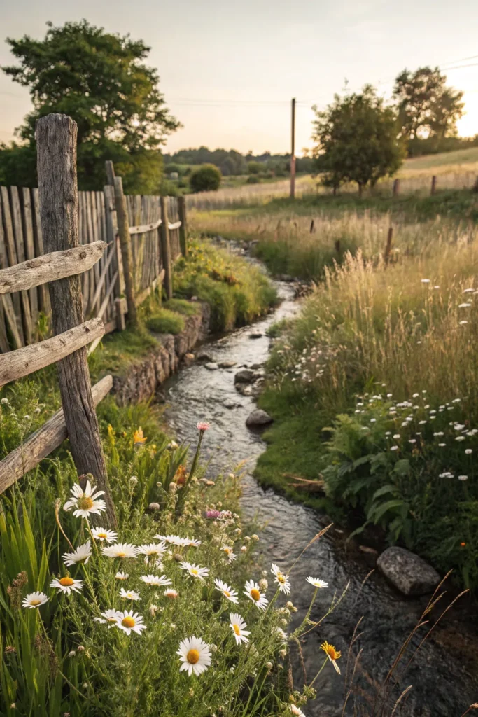 14 rustic country garden with natural streams a