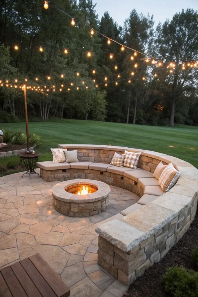 14 sunken fire pit with seating area a built in