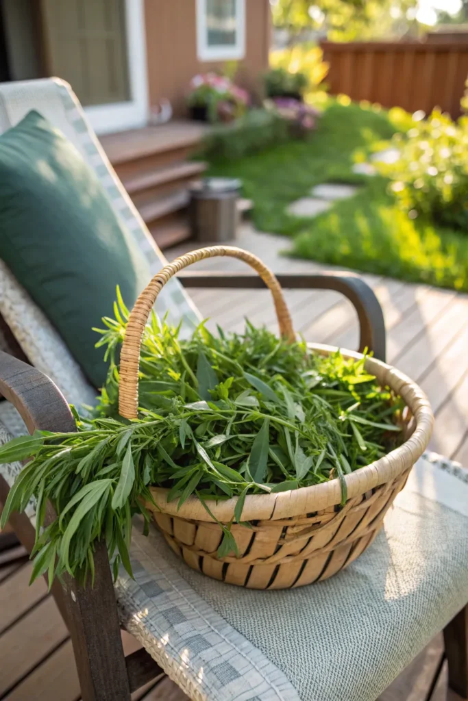 14 tarragon in a small basket a handwoven bask