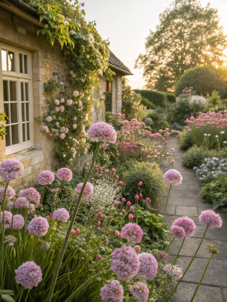 14realistic photo of a romantic cottage garden fil