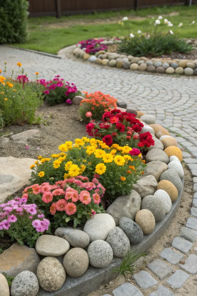 15 circular stone border with flowers a circul