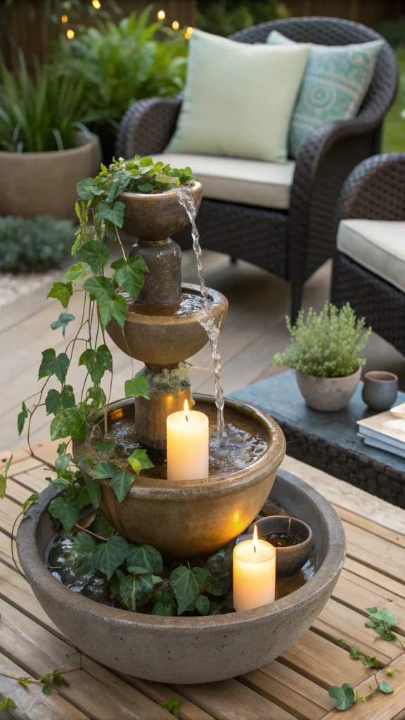 15 compact tabletop fountain with three ceramic t