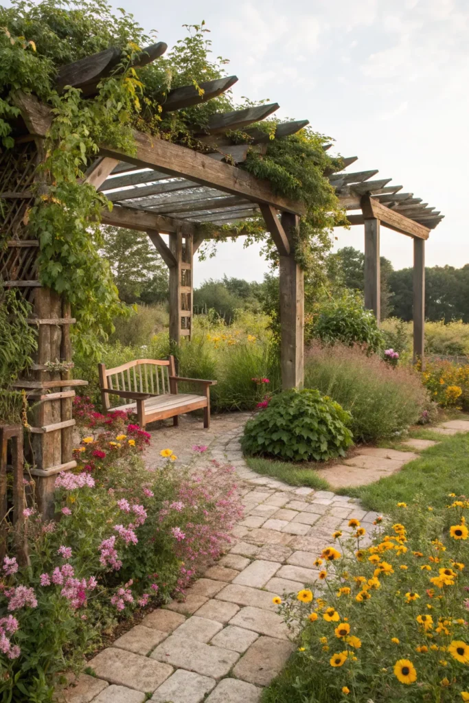 15 countryside garden with a countryside pergola