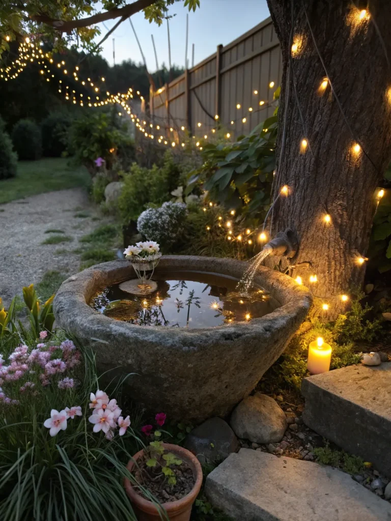 15 enchanted garden corner with a stone basin fil