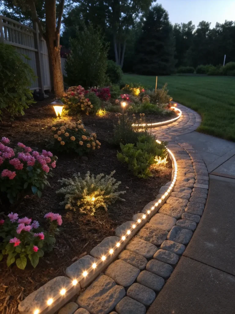 15 flexible rope lights outlining curved flower b