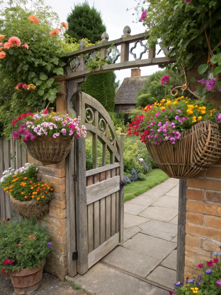 15 floral basket gate cottage garden gate idea
