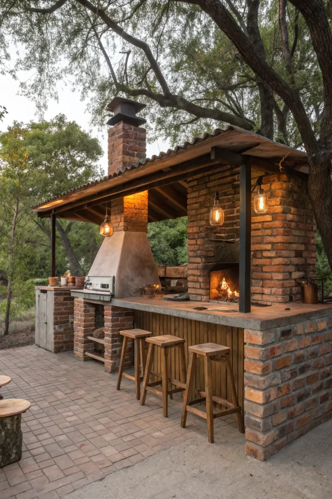 15 open air brick kitchen render a rustic open a