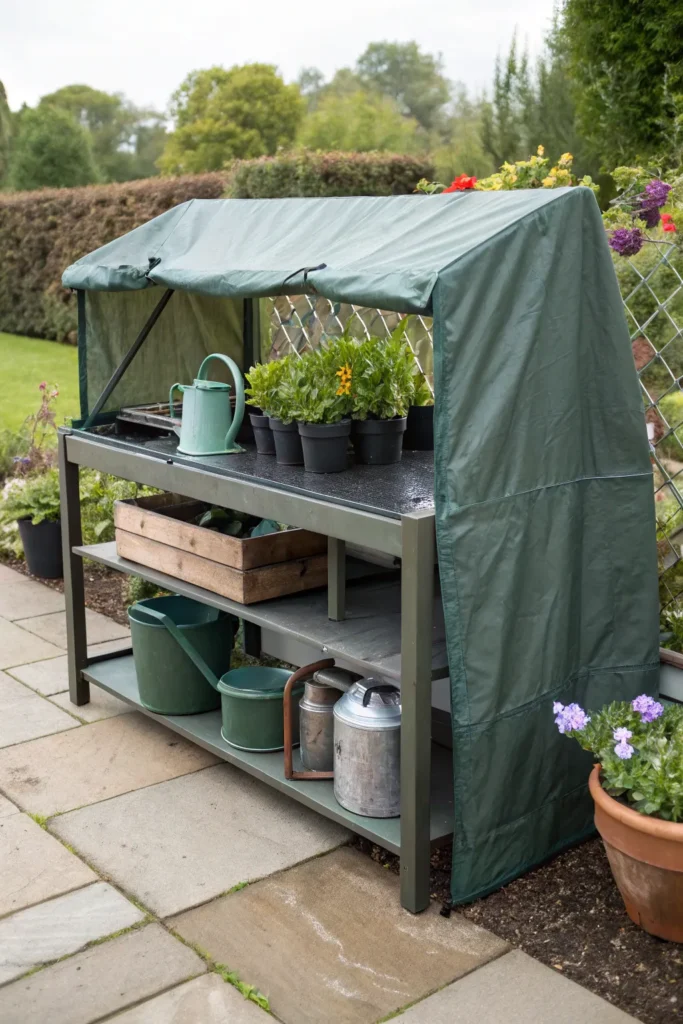 15 potting bench with a weatherproof cover pottin