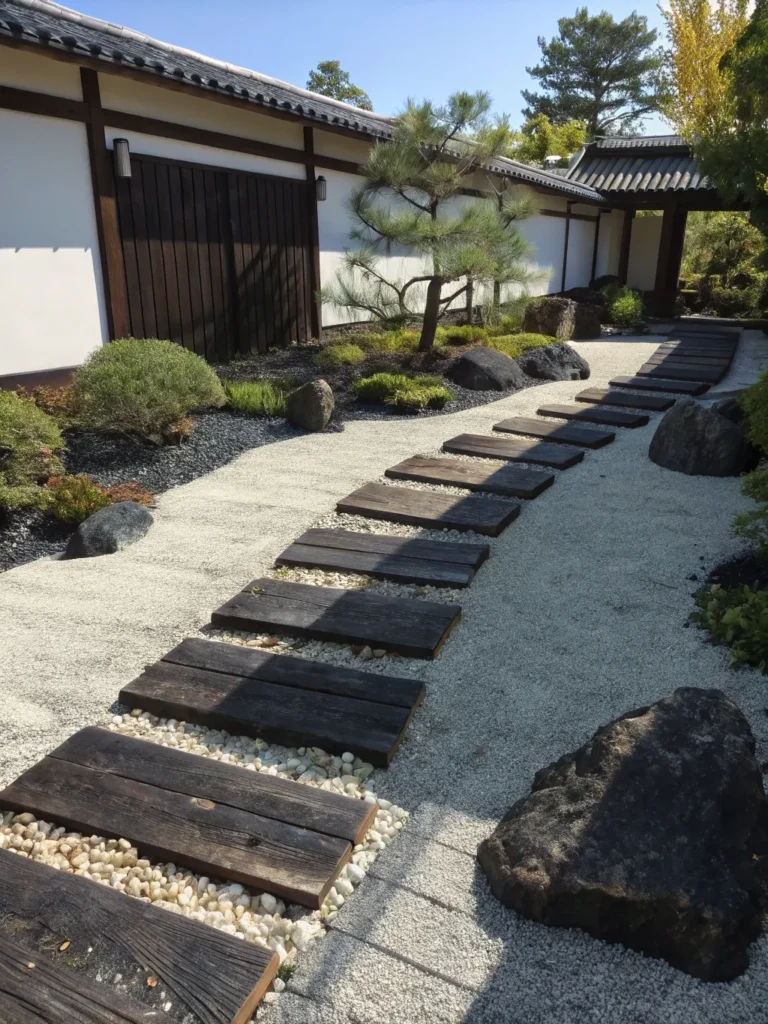 15charred black sleepers shou sugi ban lining a