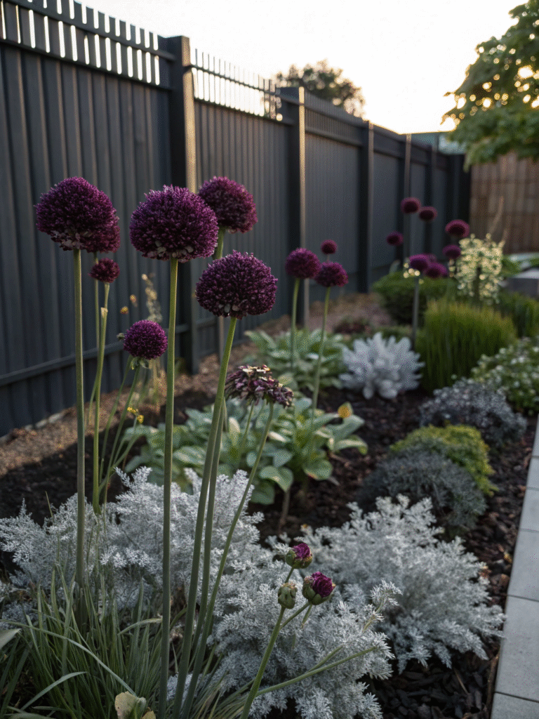 15realistic photo of a moody dramatic garden bed