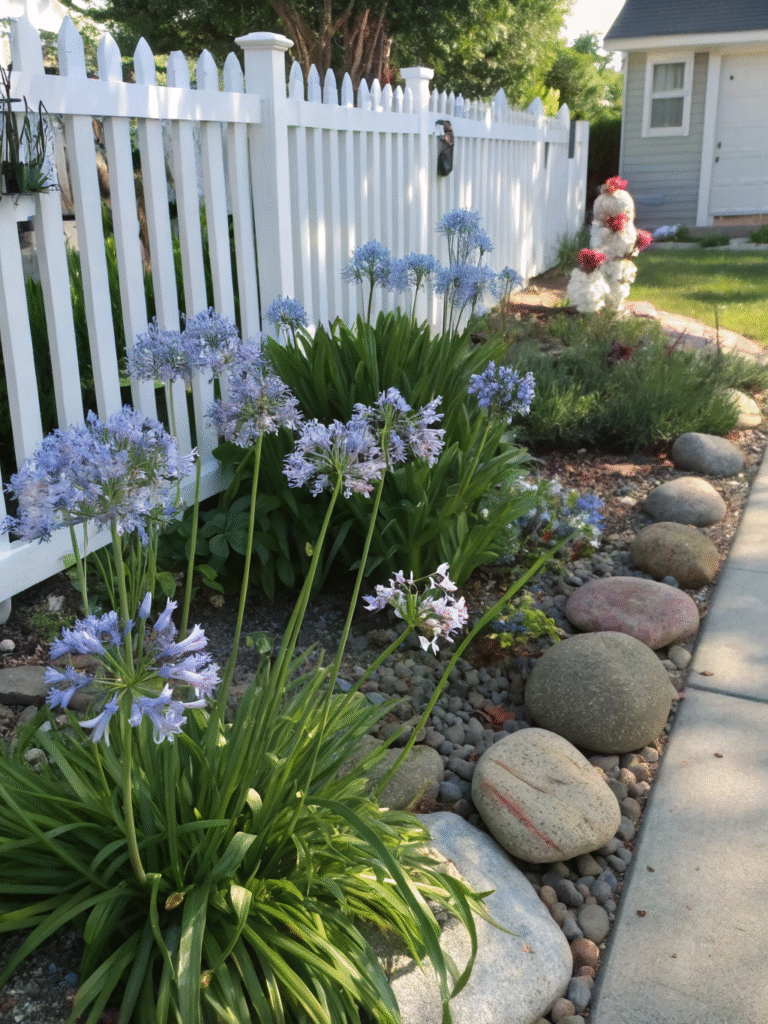 16 agapanthus polka dot whimsical garden scene