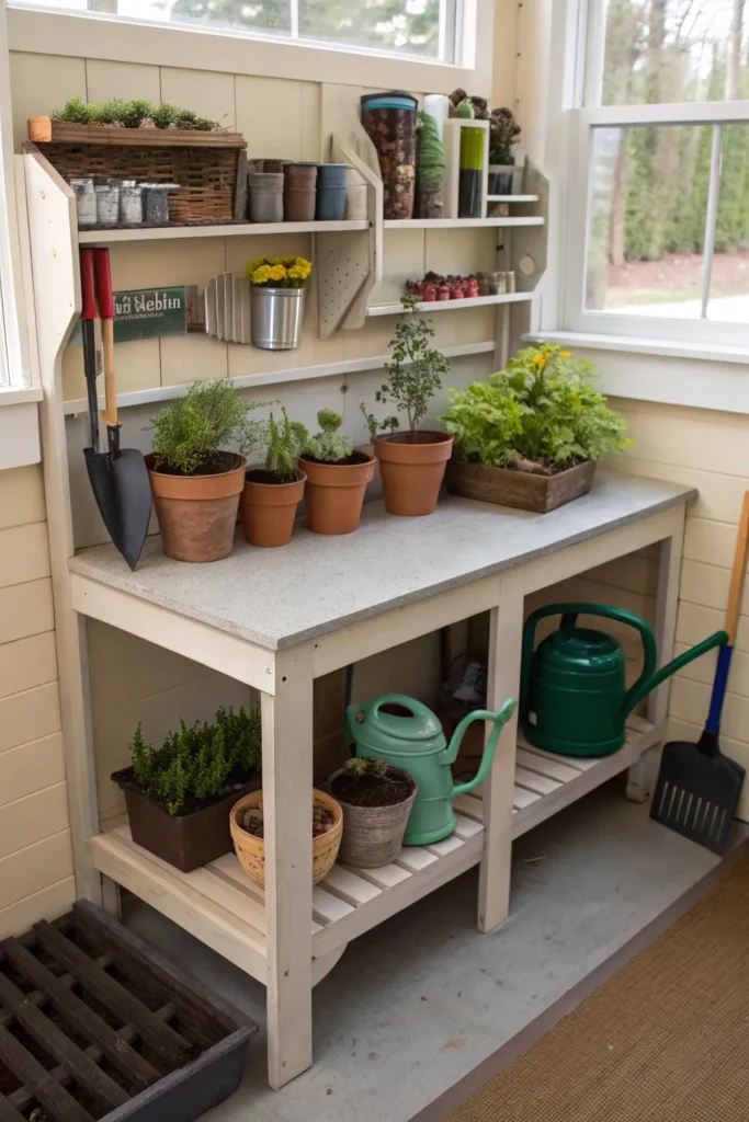 16 corner potting bench for unused spaces potting