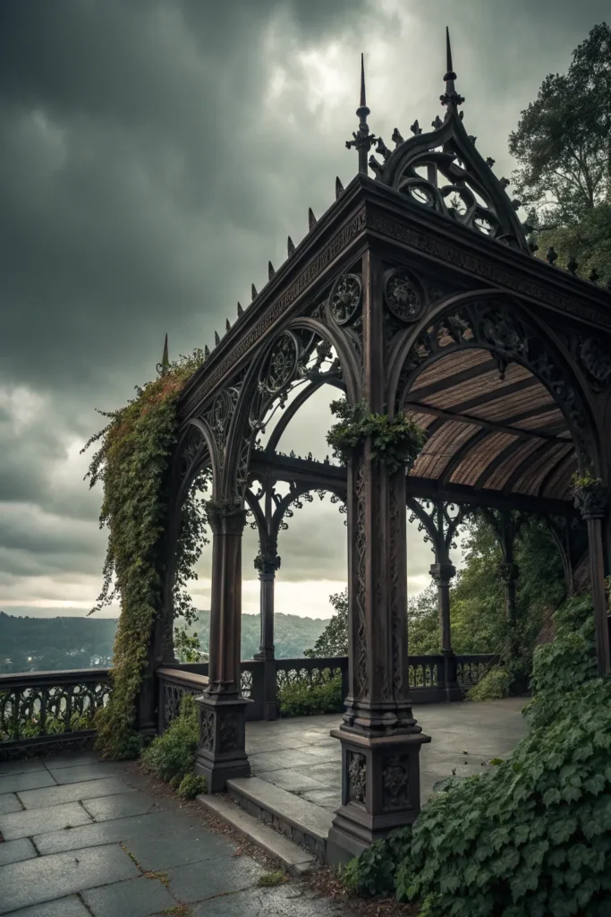 16 dramatic gothic pergola lair dark wood arche