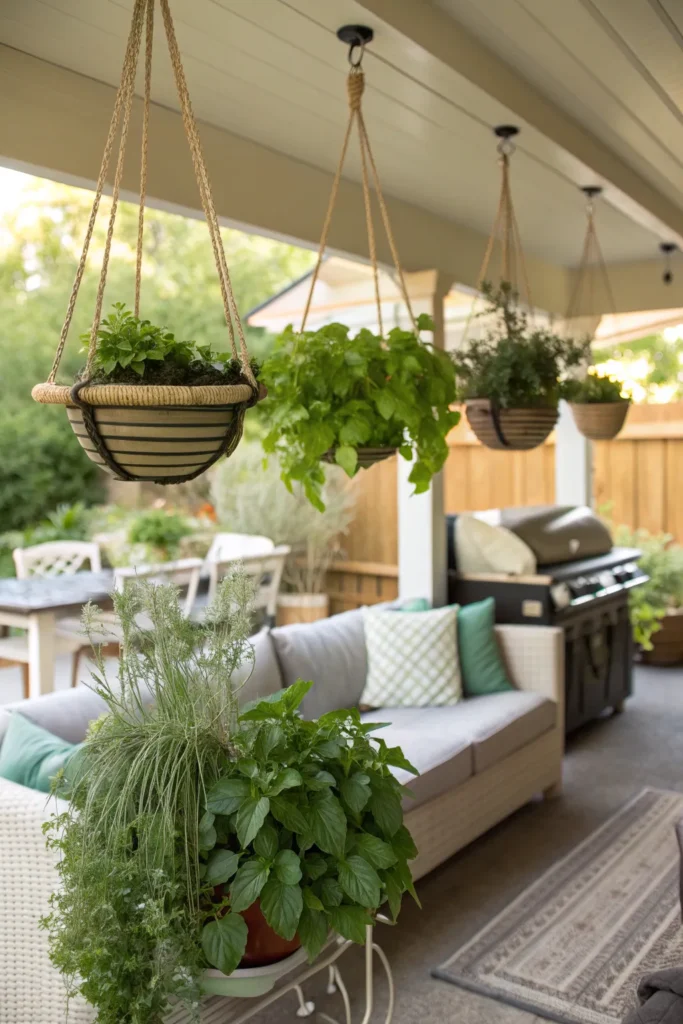 16 hanging planters for herbs patio bbq area idea